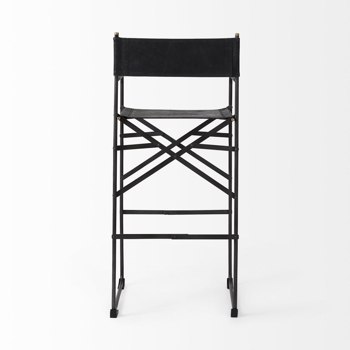 30" Black Leather And Metal Bar Height Bar Chair - Homeroots - Flyclothing LLC