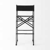 30" Black Leather And Metal Bar Height Bar Chair - Homeroots - Flyclothing LLC