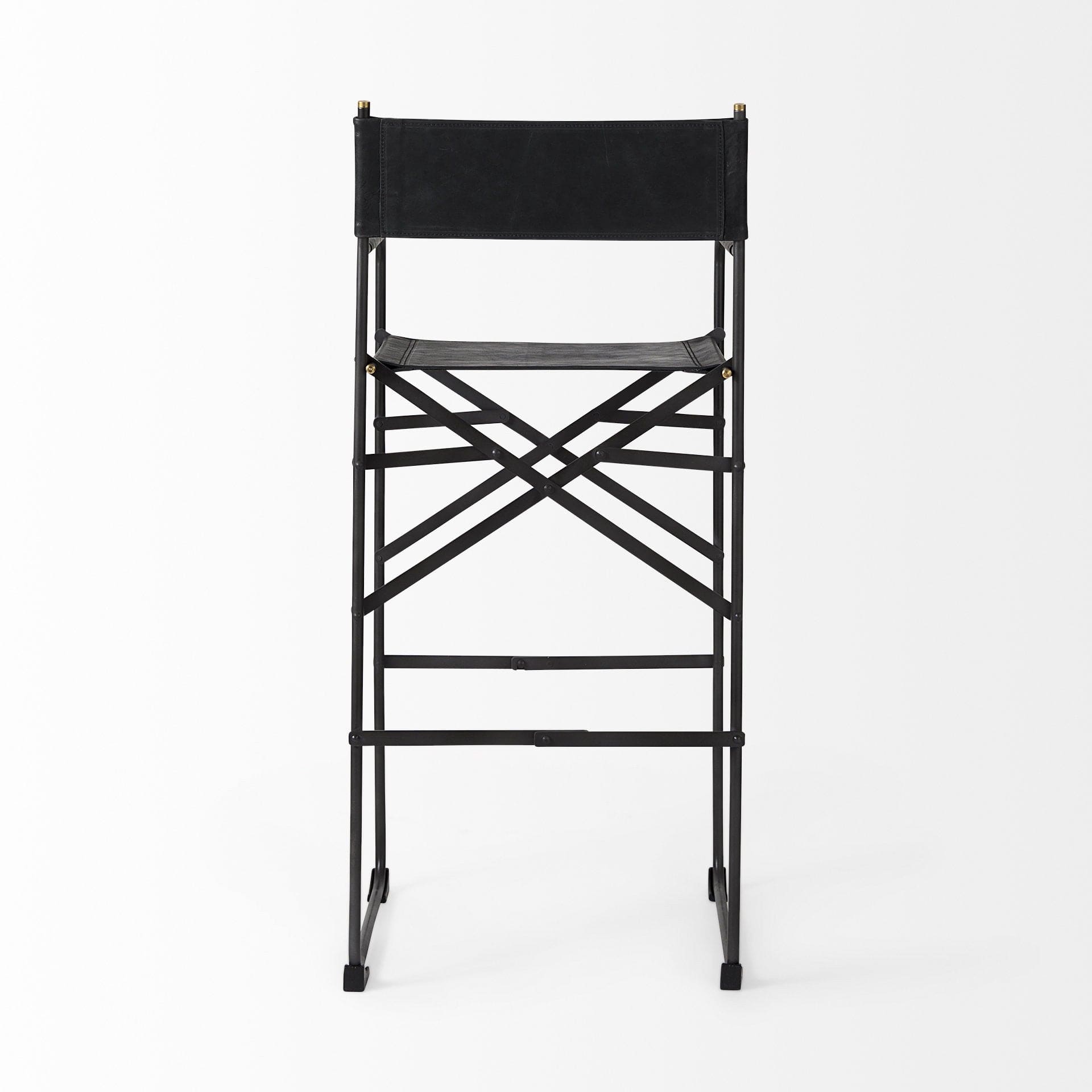 30" Black Leather And Metal Bar Height Bar Chair - Homeroots - Flyclothing LLC