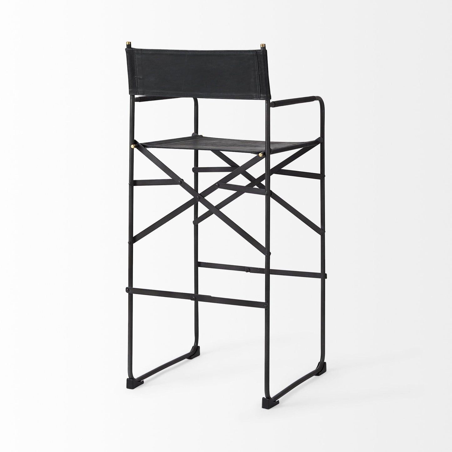 30" Black Leather And Metal Bar Height Bar Chair - Homeroots - Flyclothing LLC