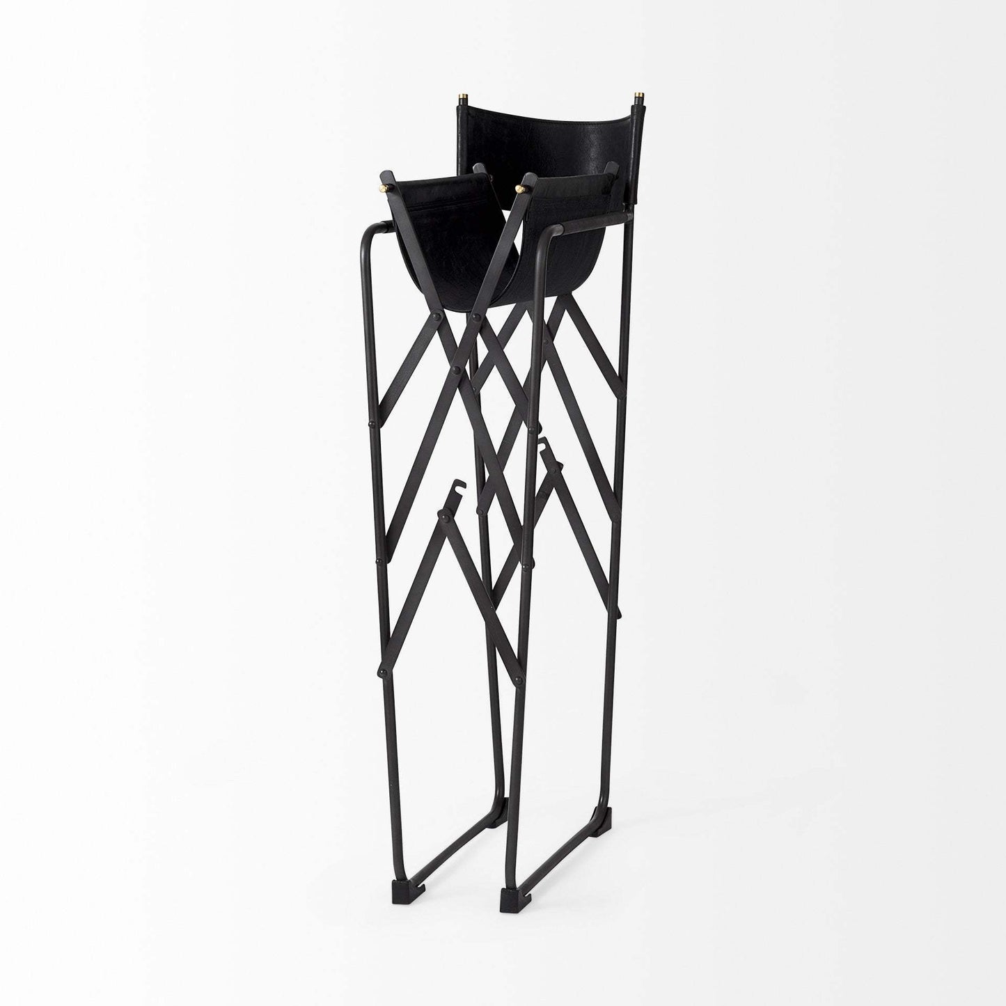 30" Black Leather And Metal Bar Height Bar Chair - Homeroots - Flyclothing LLC