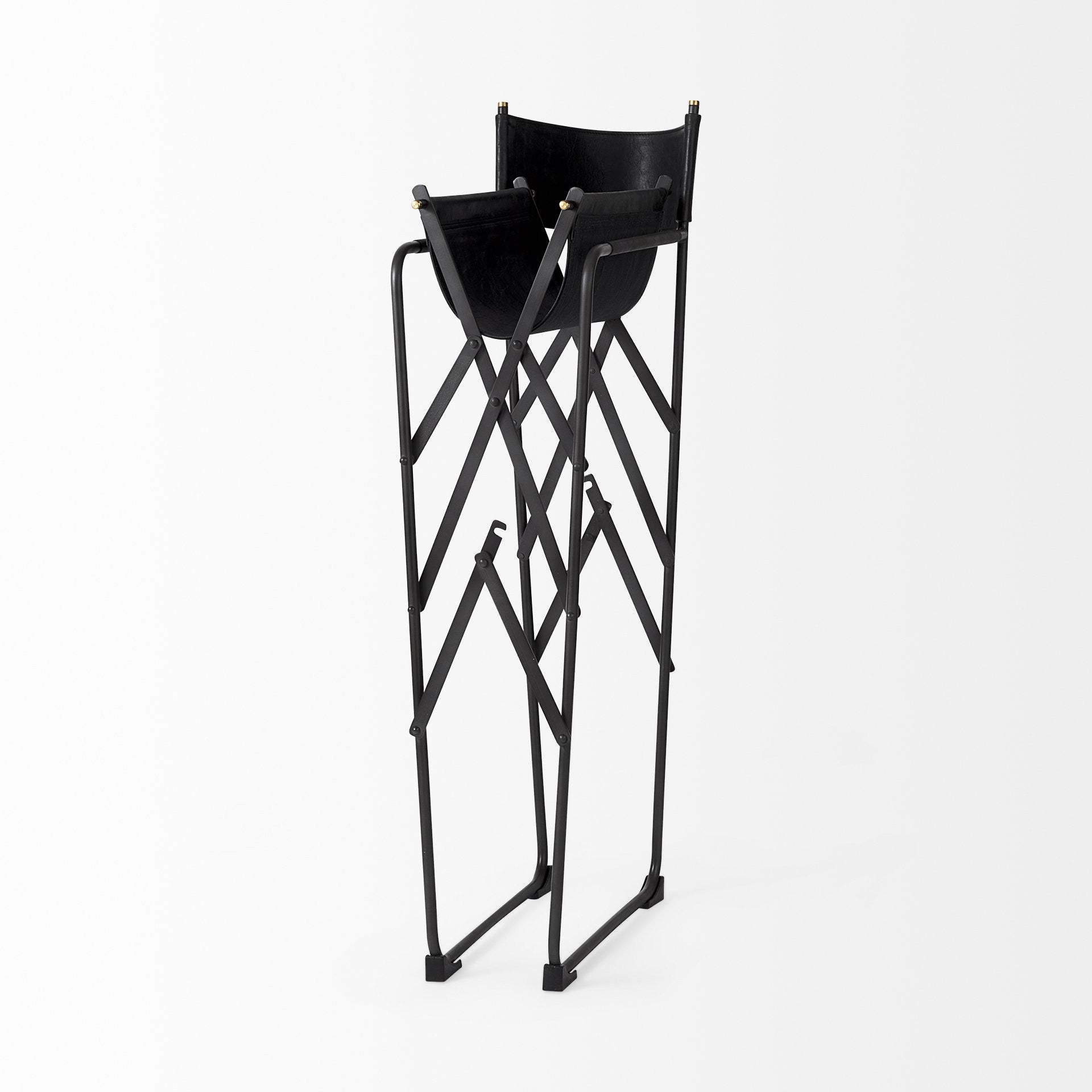 30" Black Leather And Metal Bar Height Bar Chair - Homeroots - Flyclothing LLC