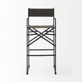 30" Brown And Black Leather And Metal Bar Chair - Homeroots - Flyclothing LLC