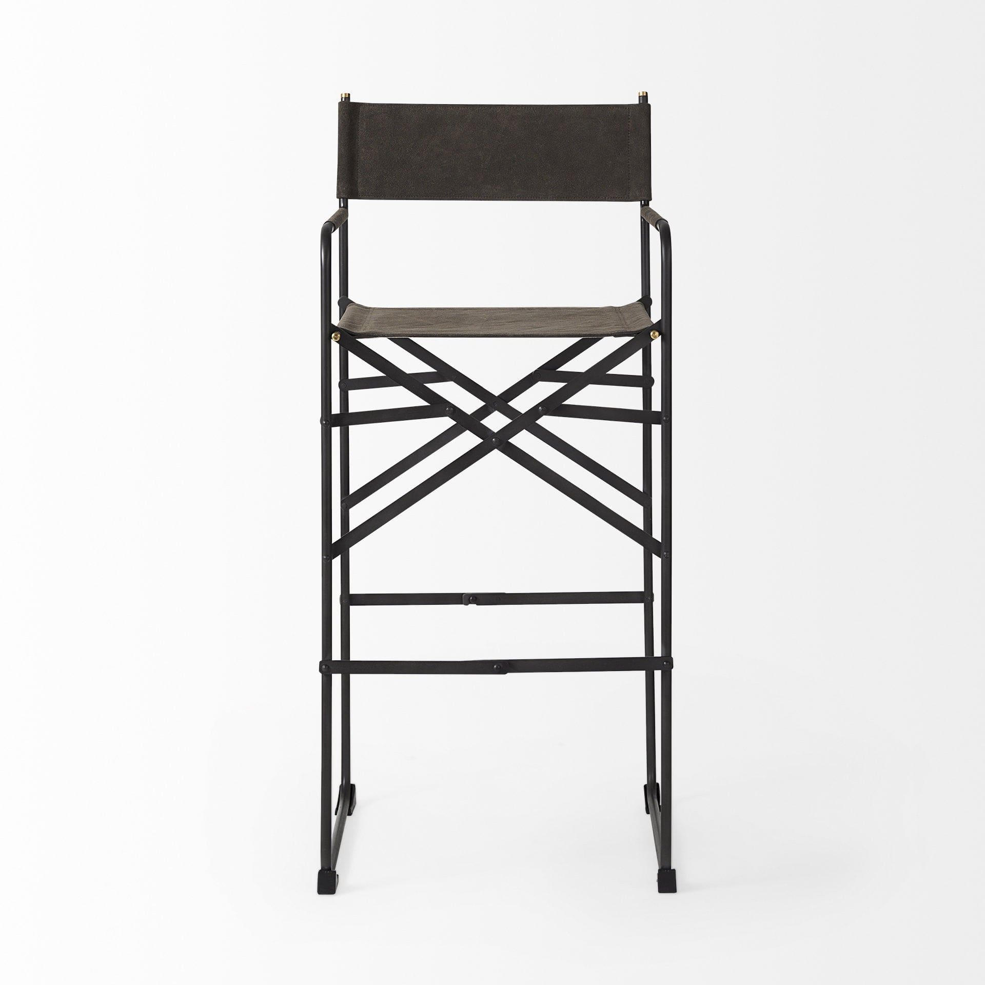 30" Brown And Black Leather And Metal Bar Chair - Homeroots - Flyclothing LLC