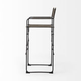 30" Brown And Black Leather And Metal Bar Chair - Homeroots - Flyclothing LLC