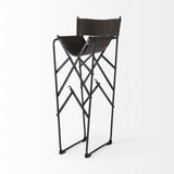 30" Brown And Black Leather And Metal Bar Chair - Homeroots - Flyclothing LLC