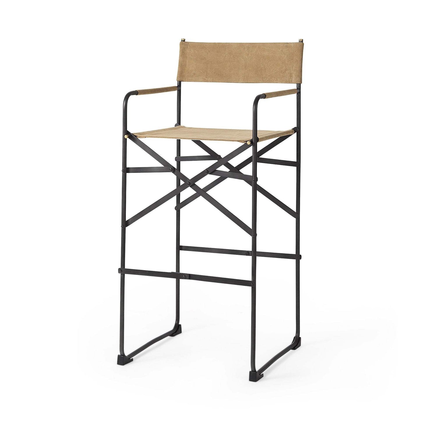 35" Brown And Black Leather And Iron Bar Chair - Homeroots - Flyclothing LLC
