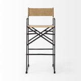 35" Brown And Black Leather And Iron Bar Chair - Homeroots - Flyclothing LLC