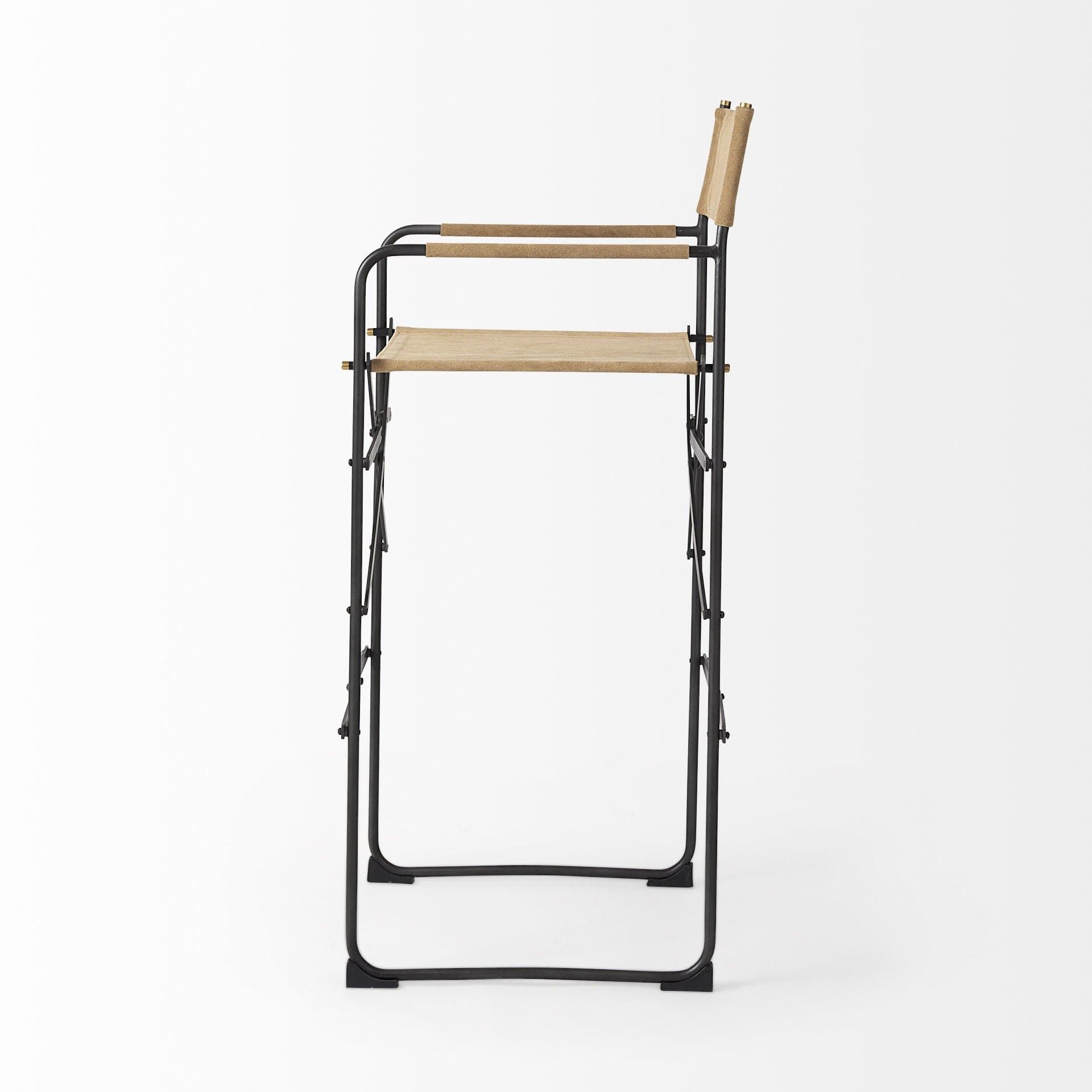 35" Brown And Black Leather And Iron Bar Chair - Homeroots - Flyclothing LLC