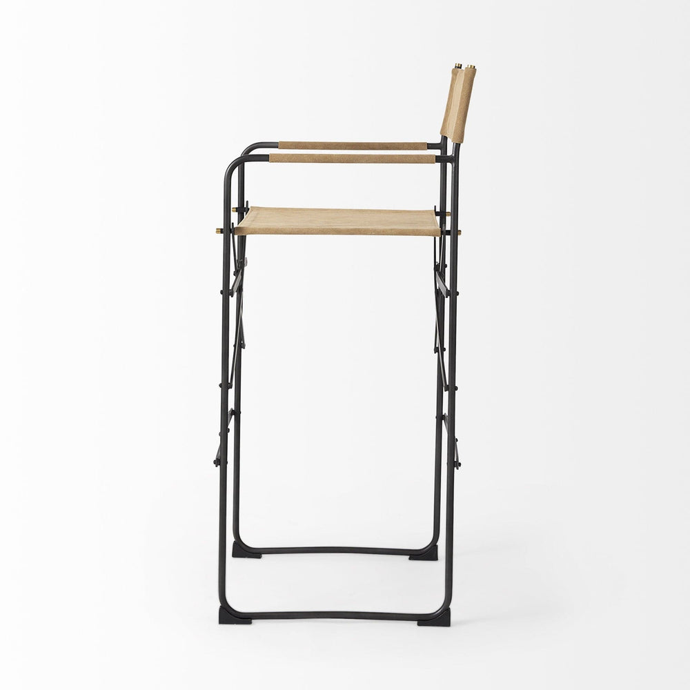 35" Brown And Black Leather And Iron Bar Chair - Homeroots - Flyclothing LLC