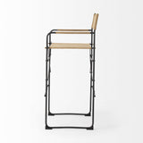 35" Brown And Black Leather And Iron Bar Chair - Homeroots