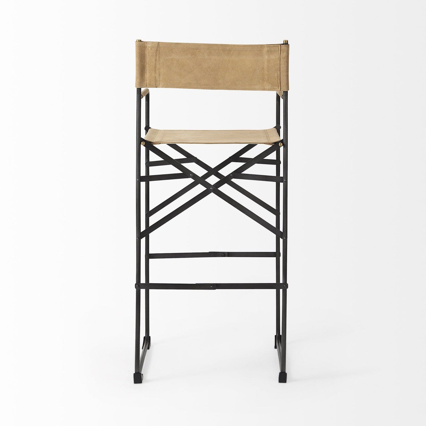 35" Brown And Black Leather And Iron Bar Chair - Homeroots - Flyclothing LLC