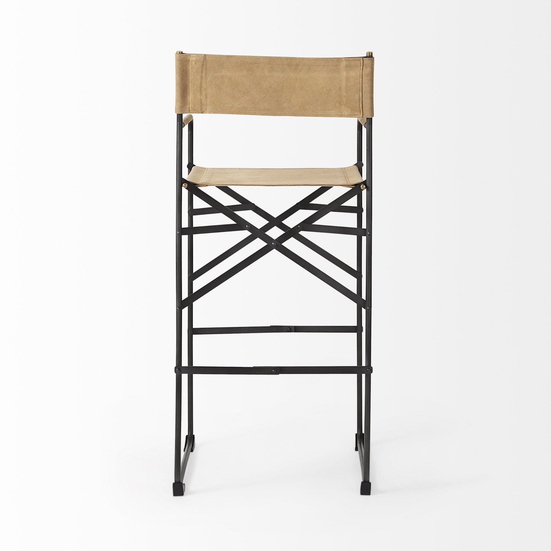 35" Brown And Black Leather And Iron Bar Chair - Homeroots - Flyclothing LLC