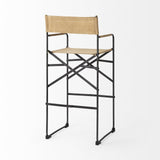35" Brown And Black Leather And Iron Bar Chair - Homeroots - Flyclothing LLC