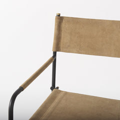 35" Brown And Black Leather And Iron Bar Chair - Homeroots