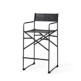 29" Black Leather And Iron Bar Chair - Homeroots