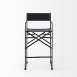 29" Black Leather And Iron Bar Chair - Homeroots