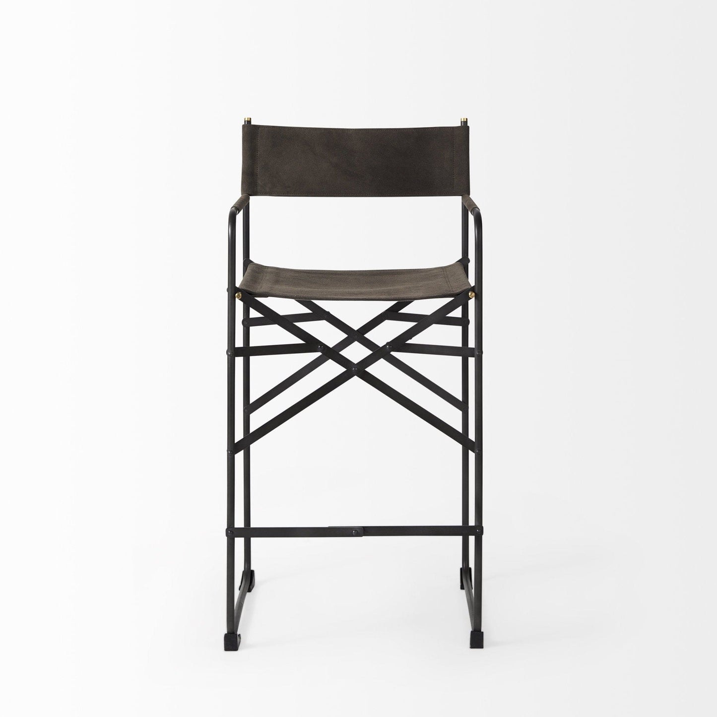 26" Brown And Black Leather And Metal Bar Chair - Homeroots - Flyclothing LLC