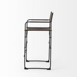 26" Brown And Black Leather And Metal Bar Chair - Homeroots - Flyclothing LLC