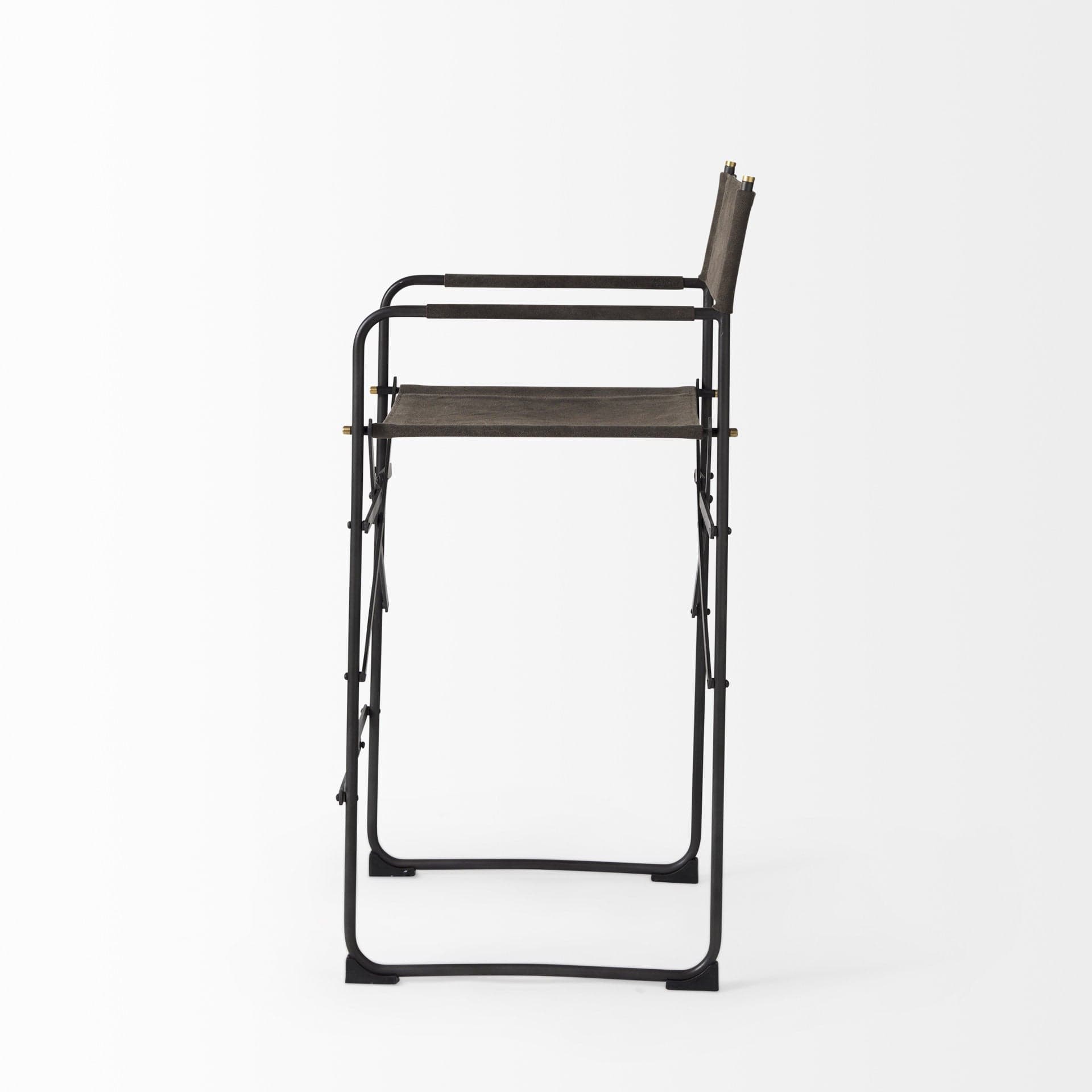 26" Brown And Black Leather And Metal Bar Chair - Homeroots - Flyclothing LLC