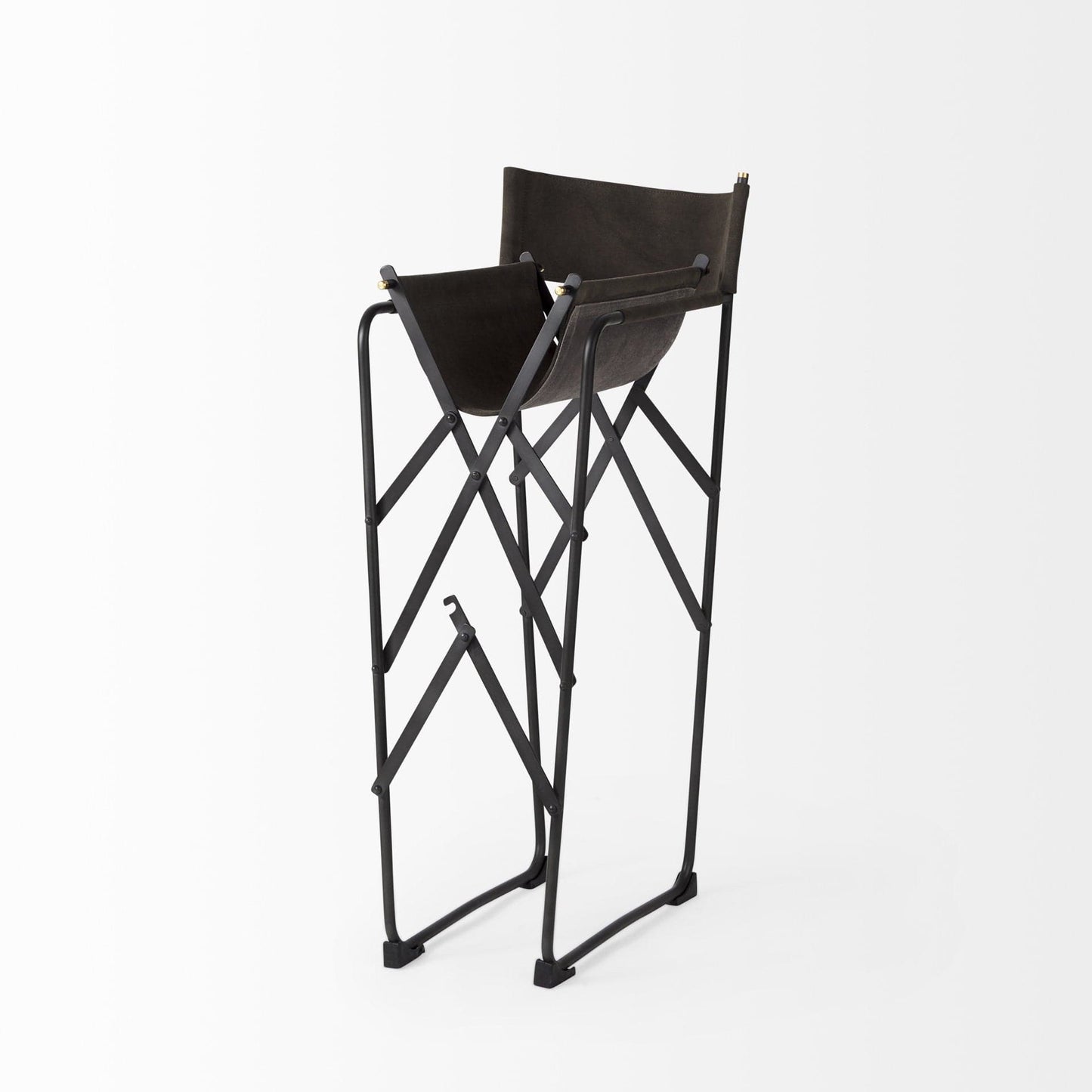 26" Brown And Black Leather And Metal Bar Chair - Homeroots - Flyclothing LLC