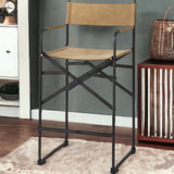 27" Brown And Black Leather And Metal Bar Chair - Homeroots