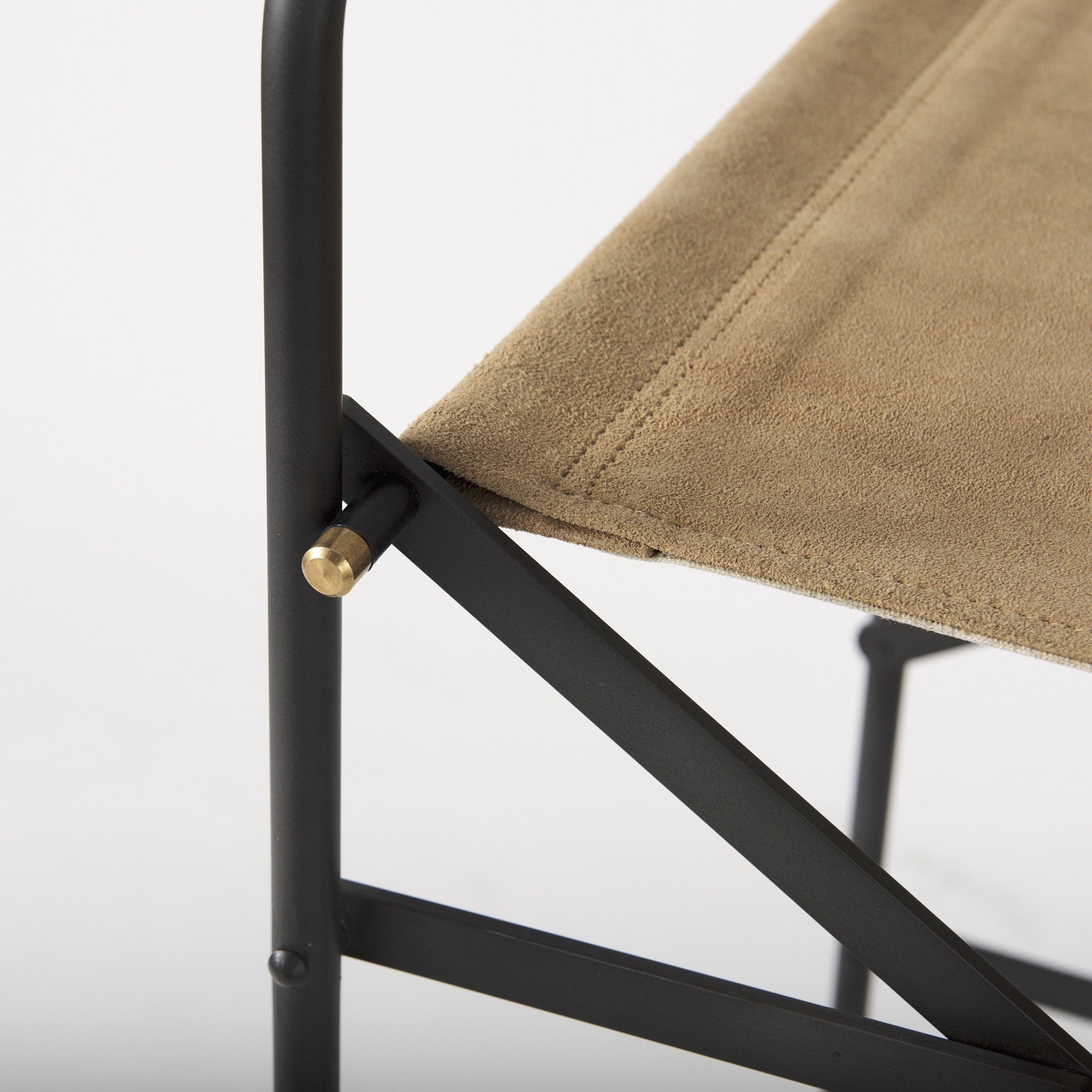 27" Brown And Black Leather And Metal Bar Chair