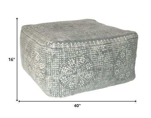 Light Gray Patterned Rectangle Pouf - Homeroots - Flyclothing LLC