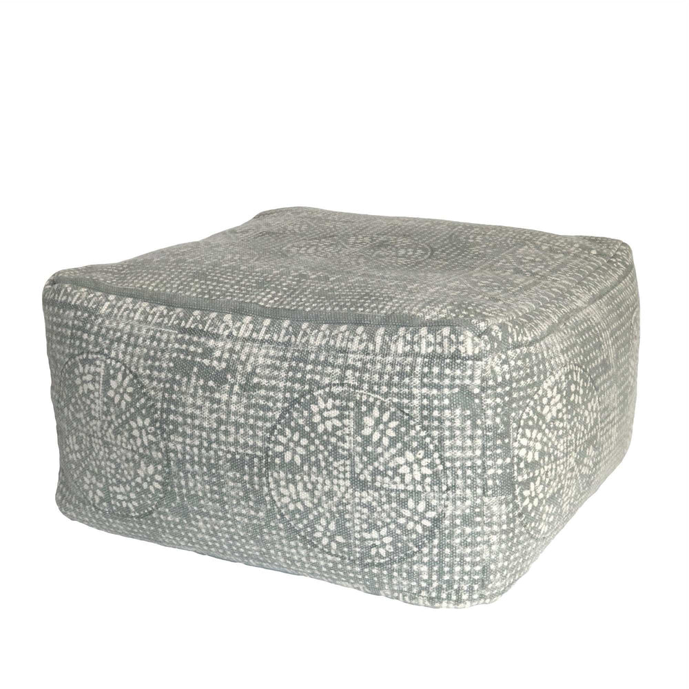 Light Gray Patterned Rectangle Pouf - Homeroots - Flyclothing LLC