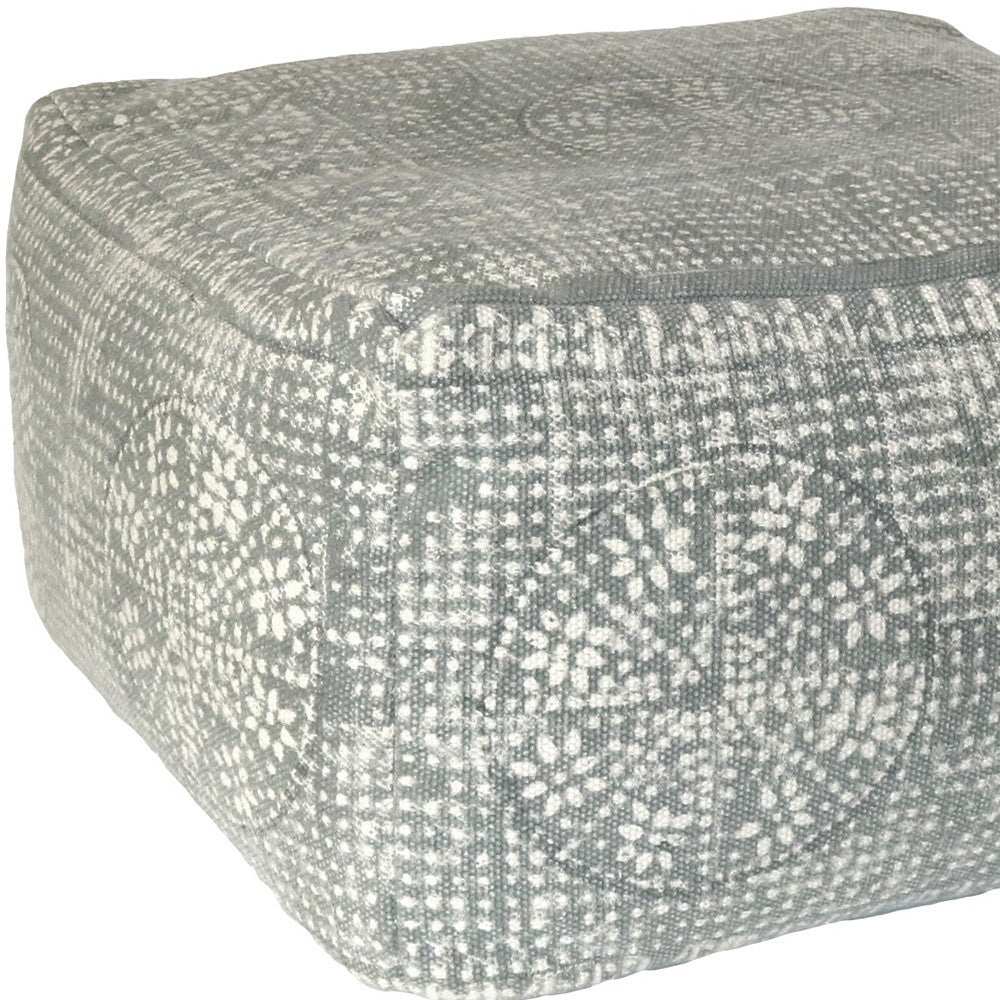 Light Gray Patterned Rectangle Pouf - Homeroots - Flyclothing LLC