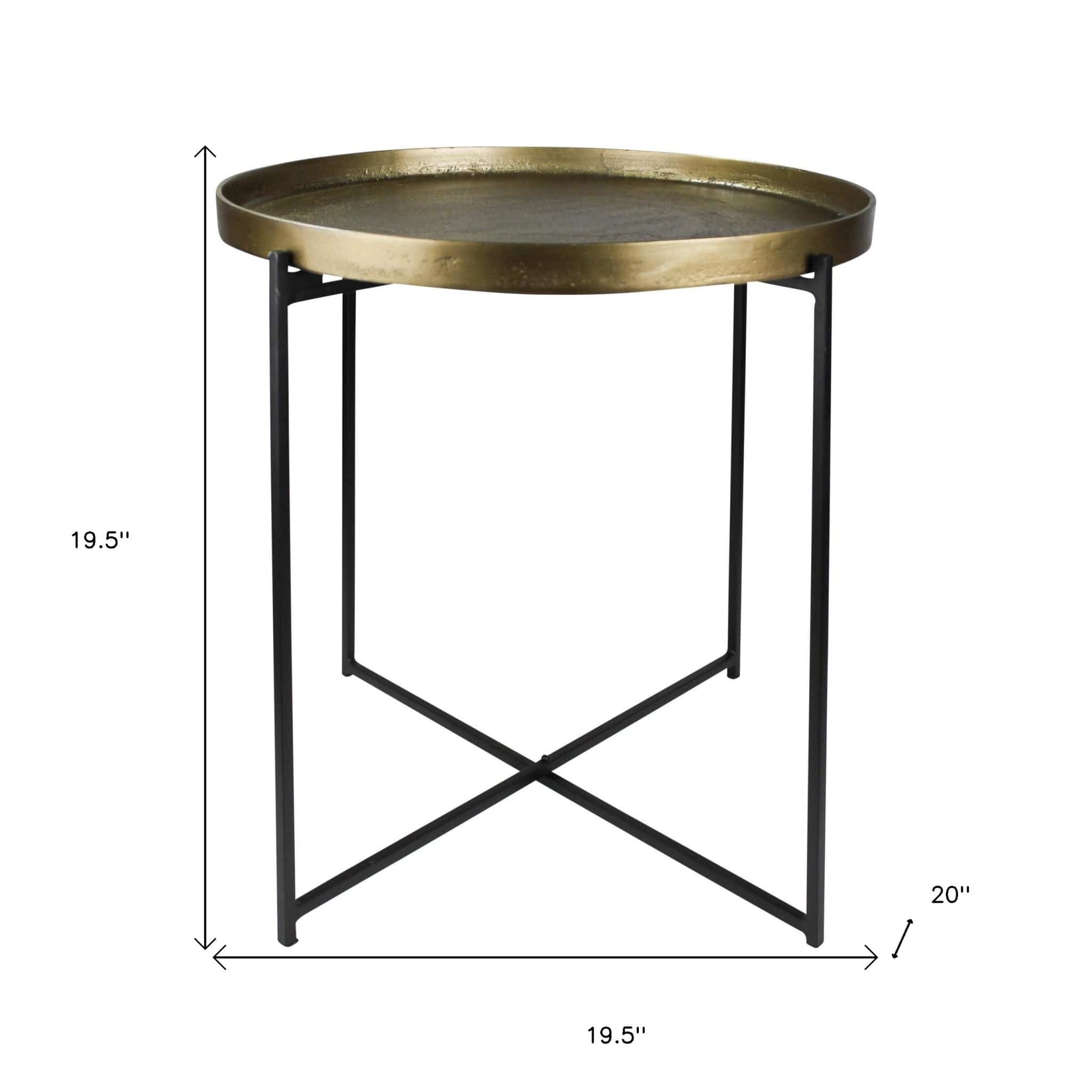 Gold Metal Tray Top Table - Homeroots