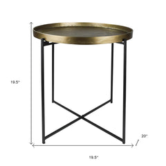 Gold Metal Tray Top Table - Homeroots