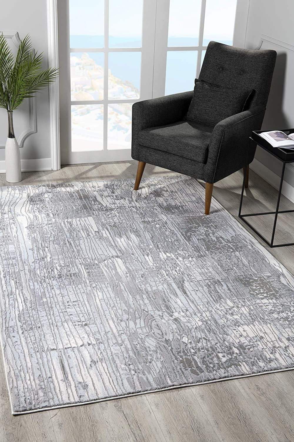 5' X 7' Blue Abstract Power Loom Area Rug - Homeroots - Flyclothing LLC