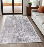 5' X 7' Blue Abstract Power Loom Area Rug - Homeroots