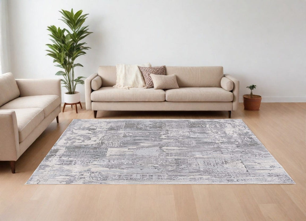 8' X 10' Blue Abstract Power Loom Area Rug - Homeroots