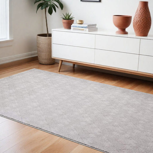 8' X 11' Gray Distressed Diamonds Area Rug