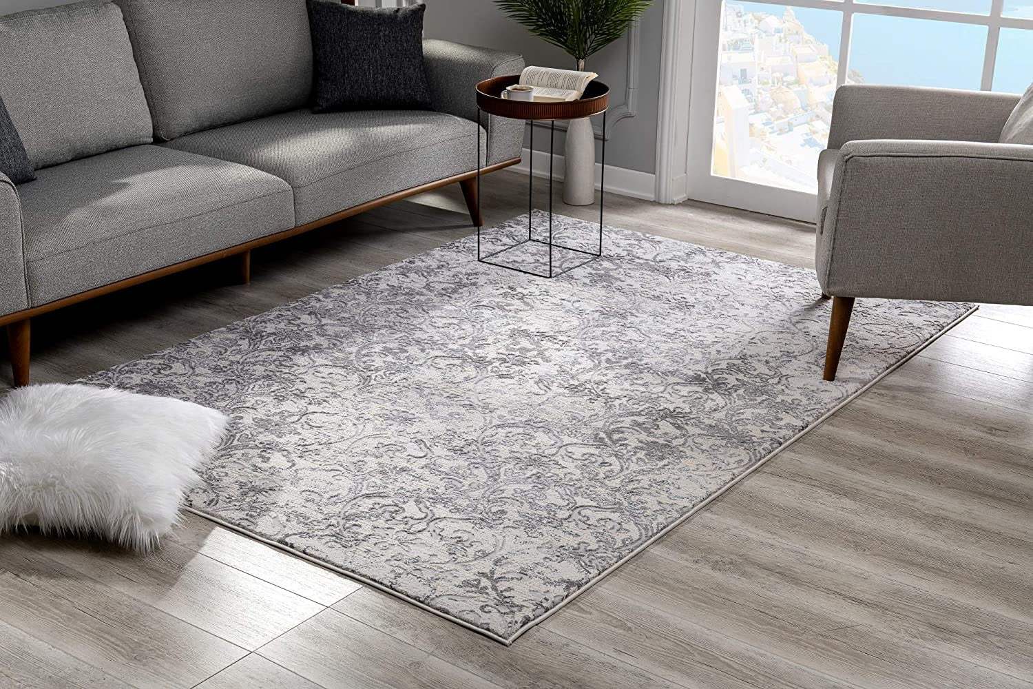 5' X 8' Cream Toile Power Loom Area Rug - Homeroots - Flyclothing LLC