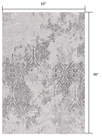 5' X 8' Cream And Gray Tinted Ogee Pattern Area Rug - Homeroots - Flyclothing LLC