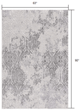 5' X 8' Cream And Gray Tinted Ogee Pattern Area Rug - Homeroots