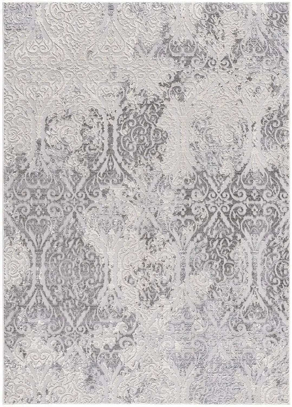 7' X 10' Cream And Gray Tinted Ogee Pattern Area Rug - Homeroots - Flyclothing LLC