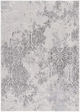 7' X 10' Cream And Gray Tinted Ogee Pattern Area Rug - Homeroots