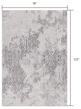7' X 10' Cream And Gray Tinted Ogee Pattern Area Rug - Homeroots - Flyclothing LLC