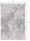 7' X 10' Cream And Gray Tinted Ogee Pattern Area Rug - Homeroots