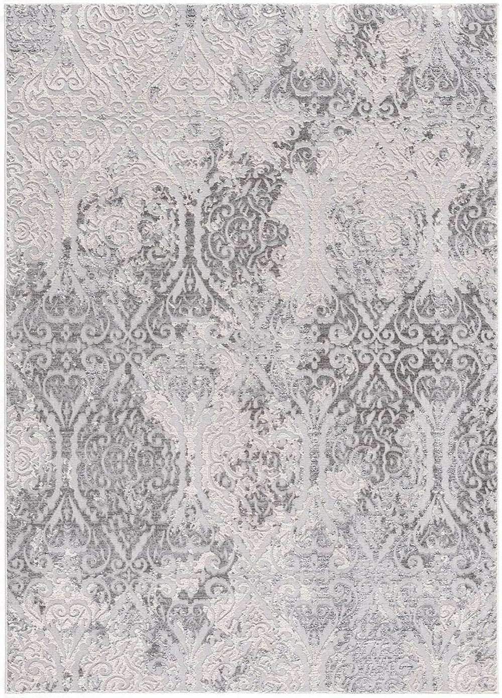 8' X 11' Cream And Gray Tinted Ogee Pattern Area Rug - Homeroots - Flyclothing LLC