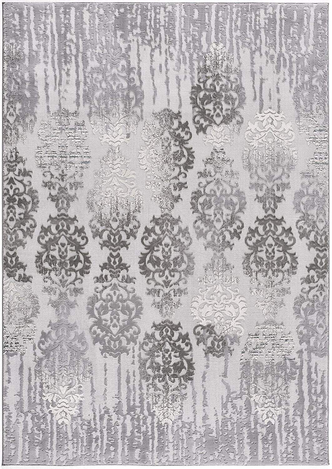 5' X 7' Gray Damask Power Loom Area Rug - Homeroots - Flyclothing LLC