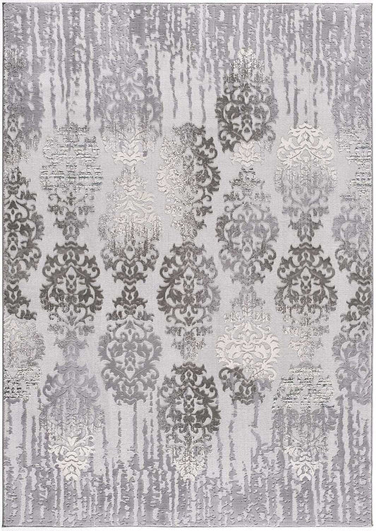 5' X 7' Gray Damask Power Loom Area Rug - Homeroots - Flyclothing LLC