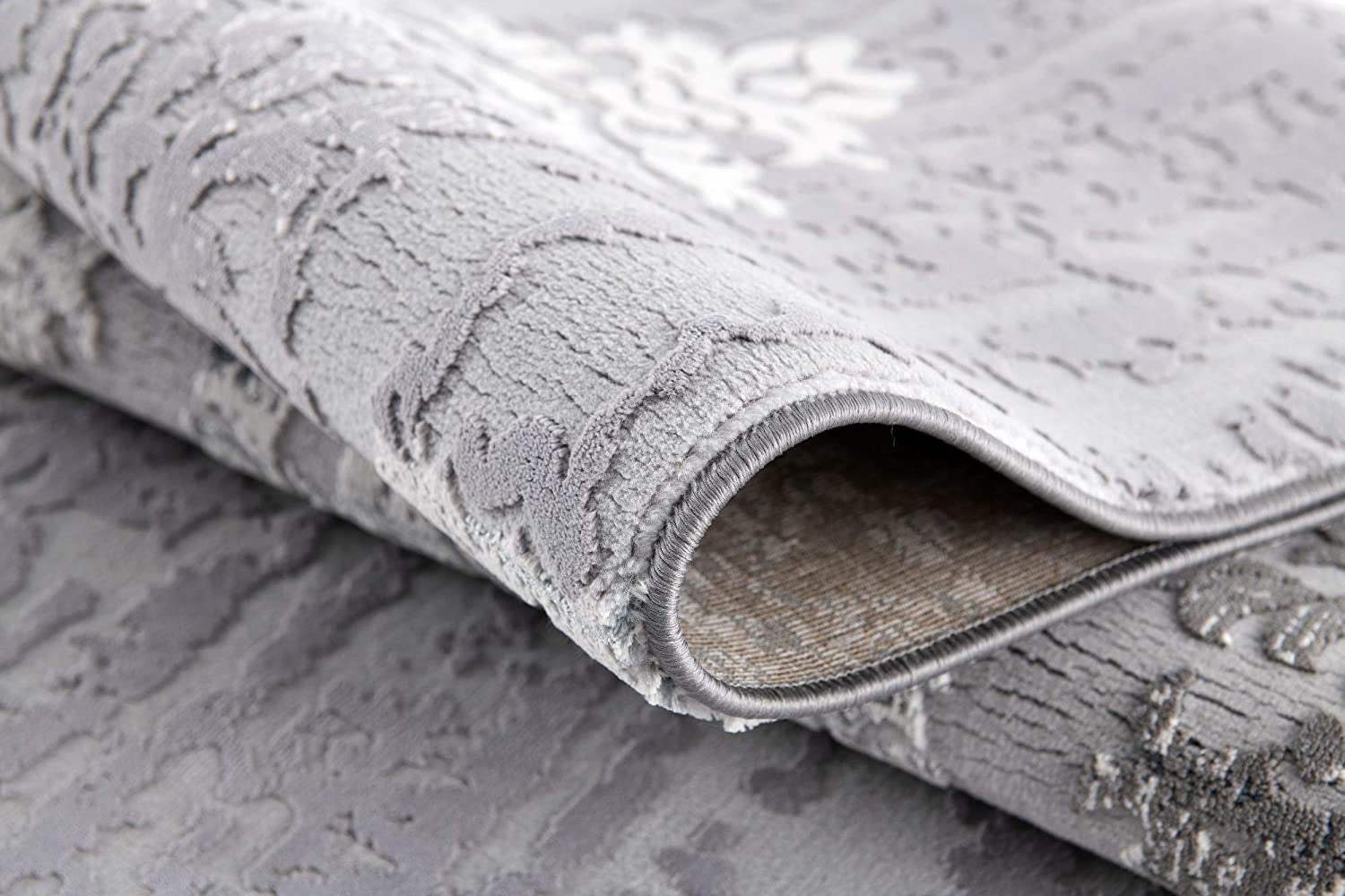 8' X 10' Gray Damask Power Loom Area Rug - Homeroots - Flyclothing LLC