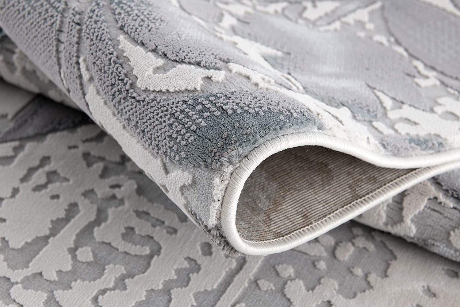 5' X 7' Blue Damask Power Loom Area Rug - Homeroots - Flyclothing LLC