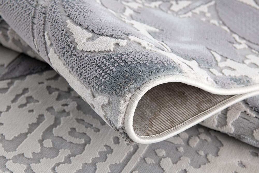 5' X 7' Blue Damask Power Loom Area Rug - Homeroots - Flyclothing LLC