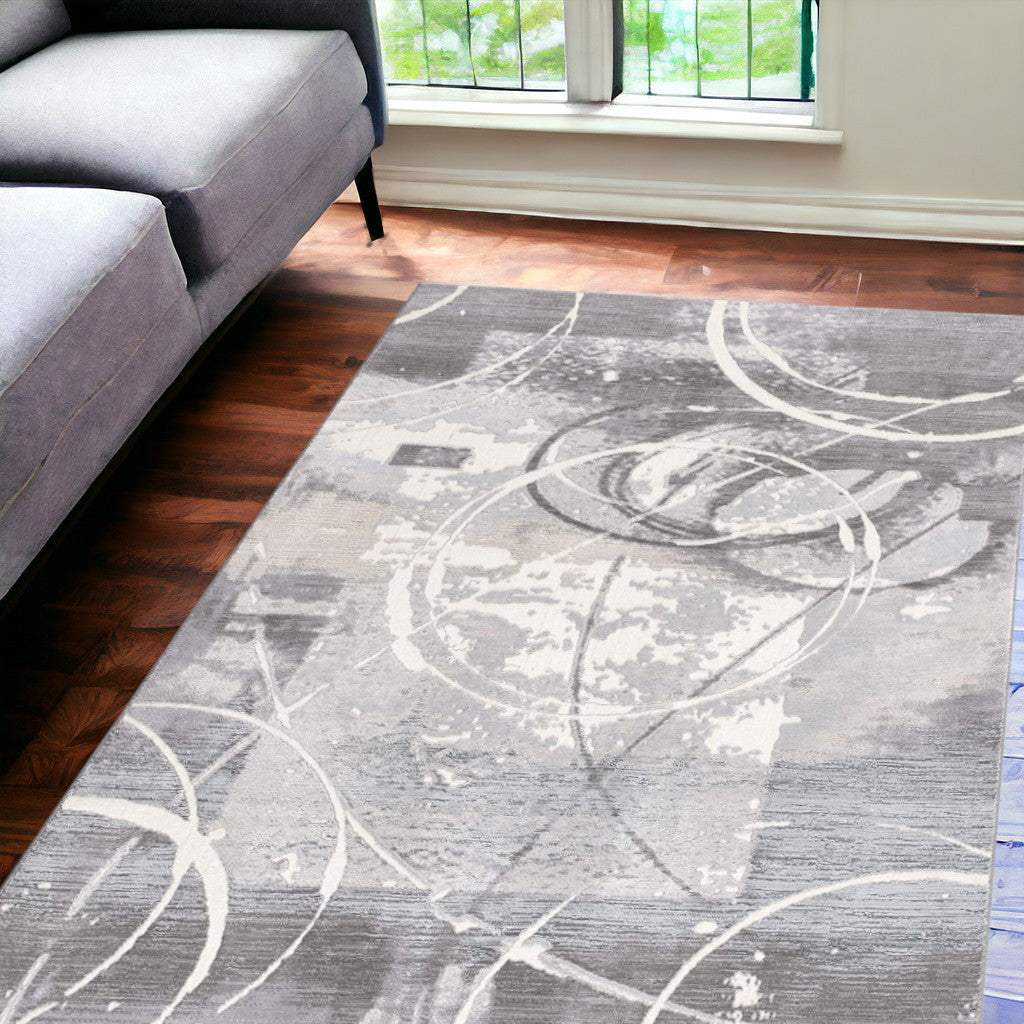 6' X 9' Gray Abstract Power Loom Area Rug - Homeroots - Flyclothing LLC